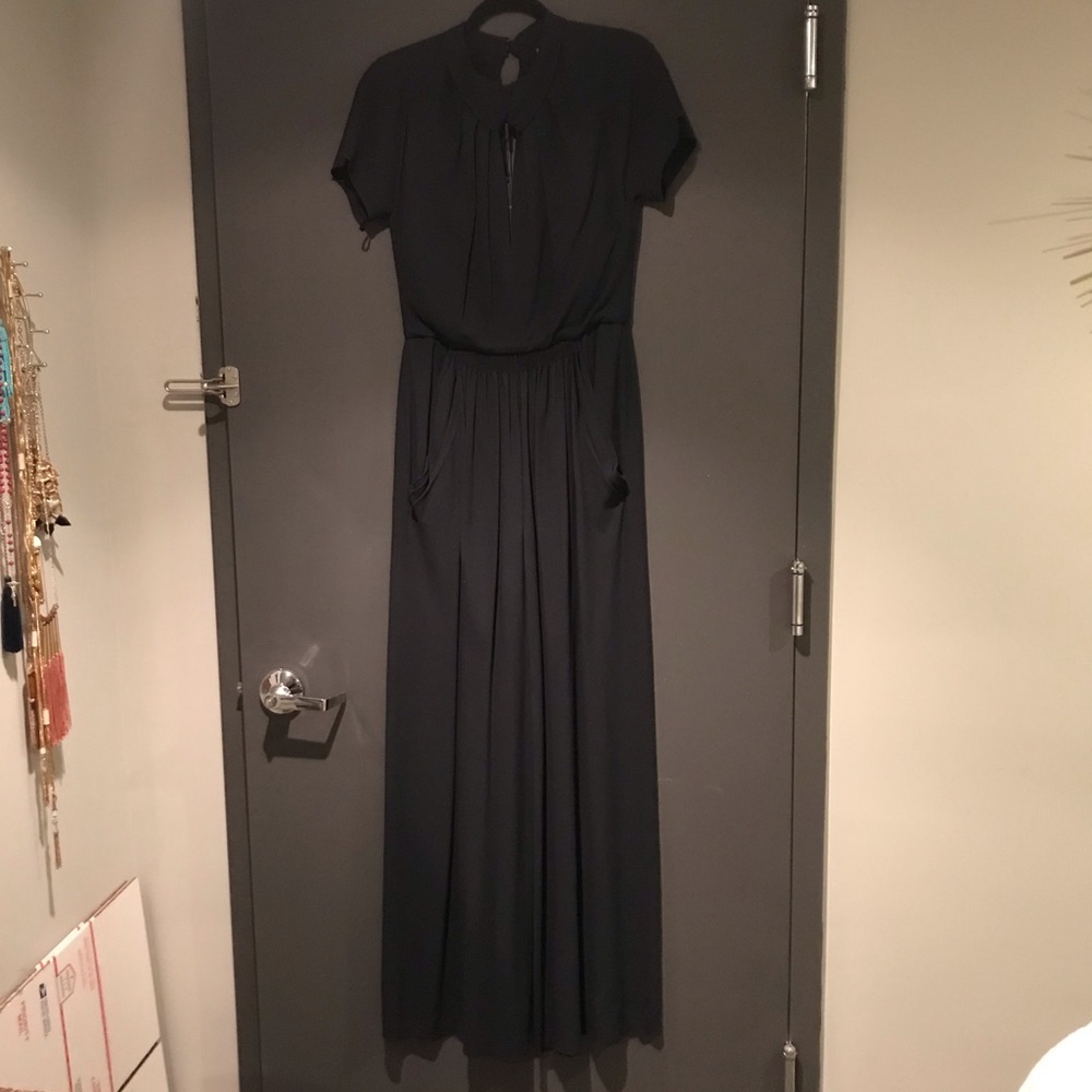 Giorgio Armani Navy Shortsleeve key hole jumpsuit